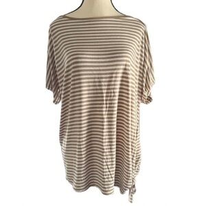 Michael Kors Tan and white striped Oversized Short Sleeve Top. Size L